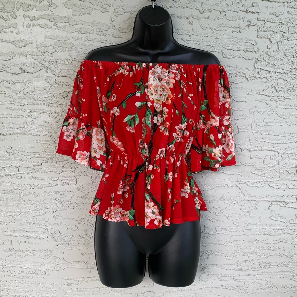 Red Floral Summer Top